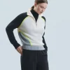 FROM FUTURE Maglione Collo alto con Zip Bicolore Nero New