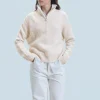 FROM FUTURE Maglione Collo alto con zip Maglia a trecce HeatheredEcru New