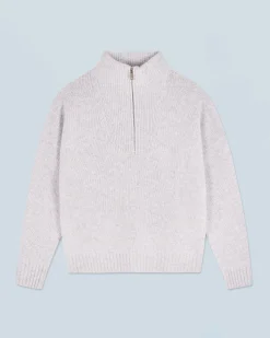FROM FUTURE Maglione Collo alto con Zip Pesante Grigioericachiaro Cheap