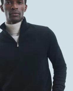 FROM FUTURE Maglione Collo alto con zip Basic Nero Fashion