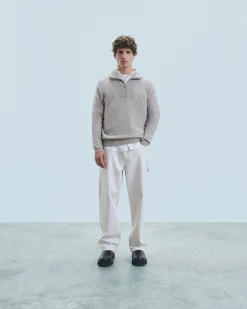 FROM FUTURE Maglione Collo alto con zip Sovradimensionato TaupeMouliné Clearance