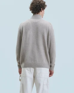 FROM FUTURE Maglione Collo alto con zip Sovradimensionato TaupeMouliné Clearance