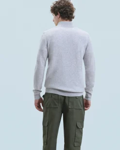 FROM FUTURE Maglione Collo alto con zip Basic Grigioericachiaro Best
