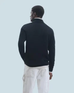 FROM FUTURE Maglione Collo alto con zip Basic Nero Fashion