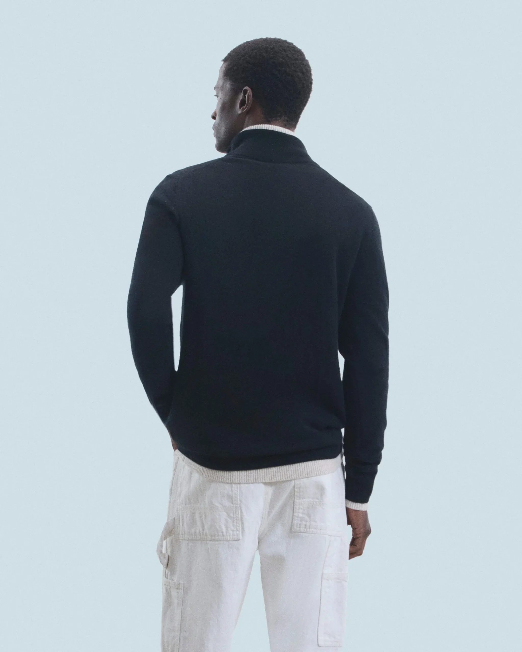 FROM FUTURE Maglione Collo alto con zip Basic Nero Fashion