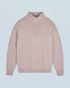 FROM FUTURE Maglione Collo alto con zip Sovradimensionato TaupeMouliné Clearance