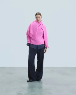 FROM FUTURE Maglione Collo alto con Zip Pesante Pink Hot