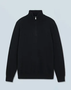 FROM FUTURE Maglione Collo alto con zip Basic Nero Fashion