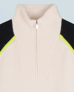 FROM FUTURE Maglione Collo alto con Zip Bicolore Nero New