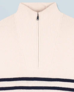 FROM FUTURE Maglione Collo alto con Zip Marinière Ecrù Best