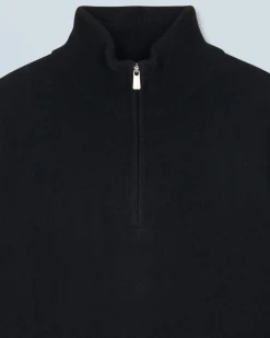 FROM FUTURE Maglione Collo alto con zip Basic Nero Fashion