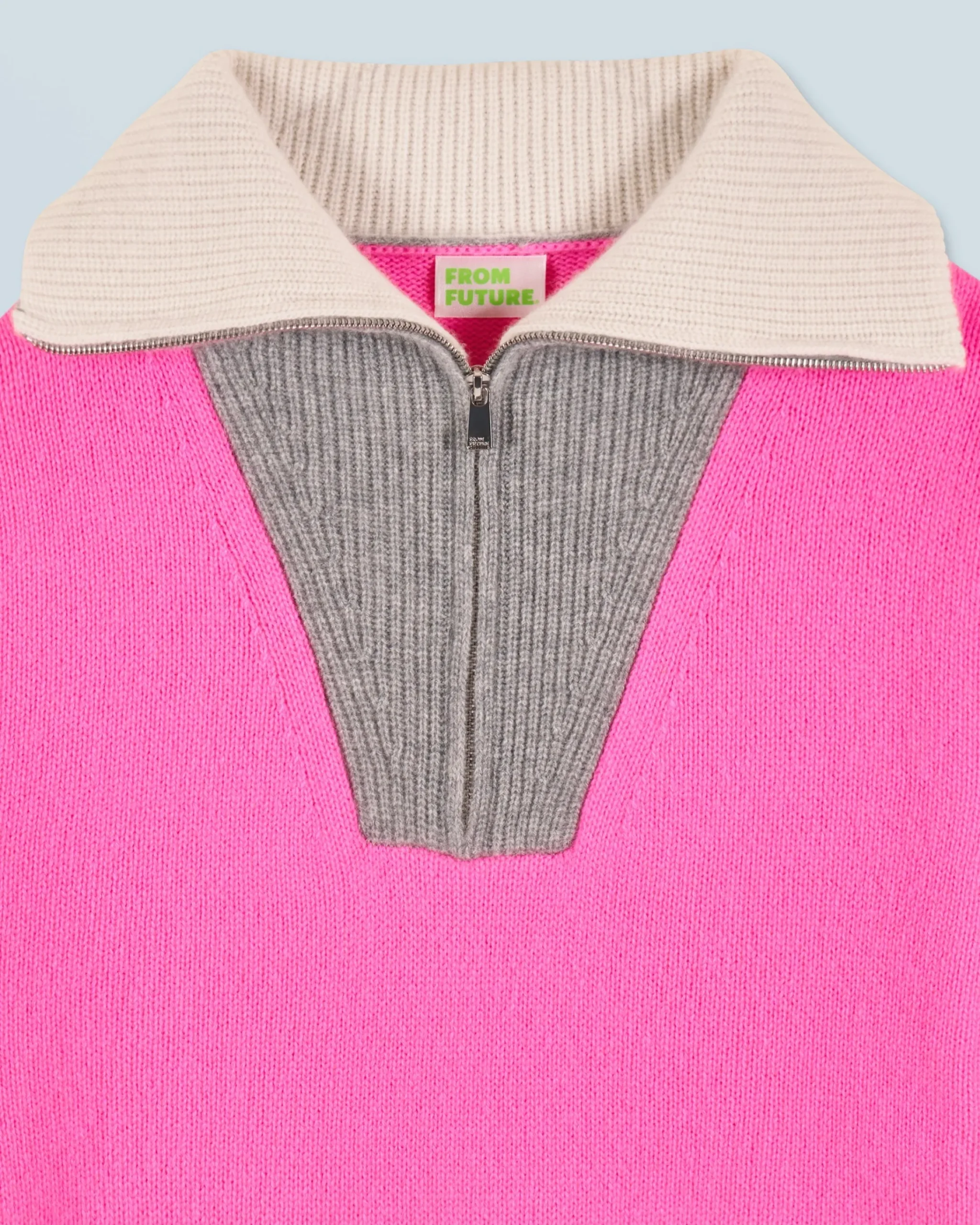 FROM FUTURE Maglione Collo alto con zip Tricolore DreamyPink Fashion