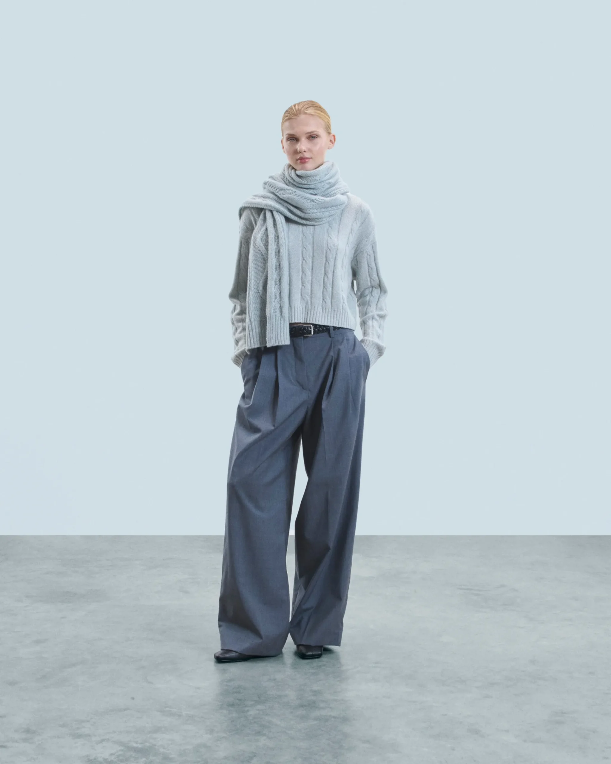 FROM FUTURE Maglione Collo alto Corto con Trecce GrayStone Hot