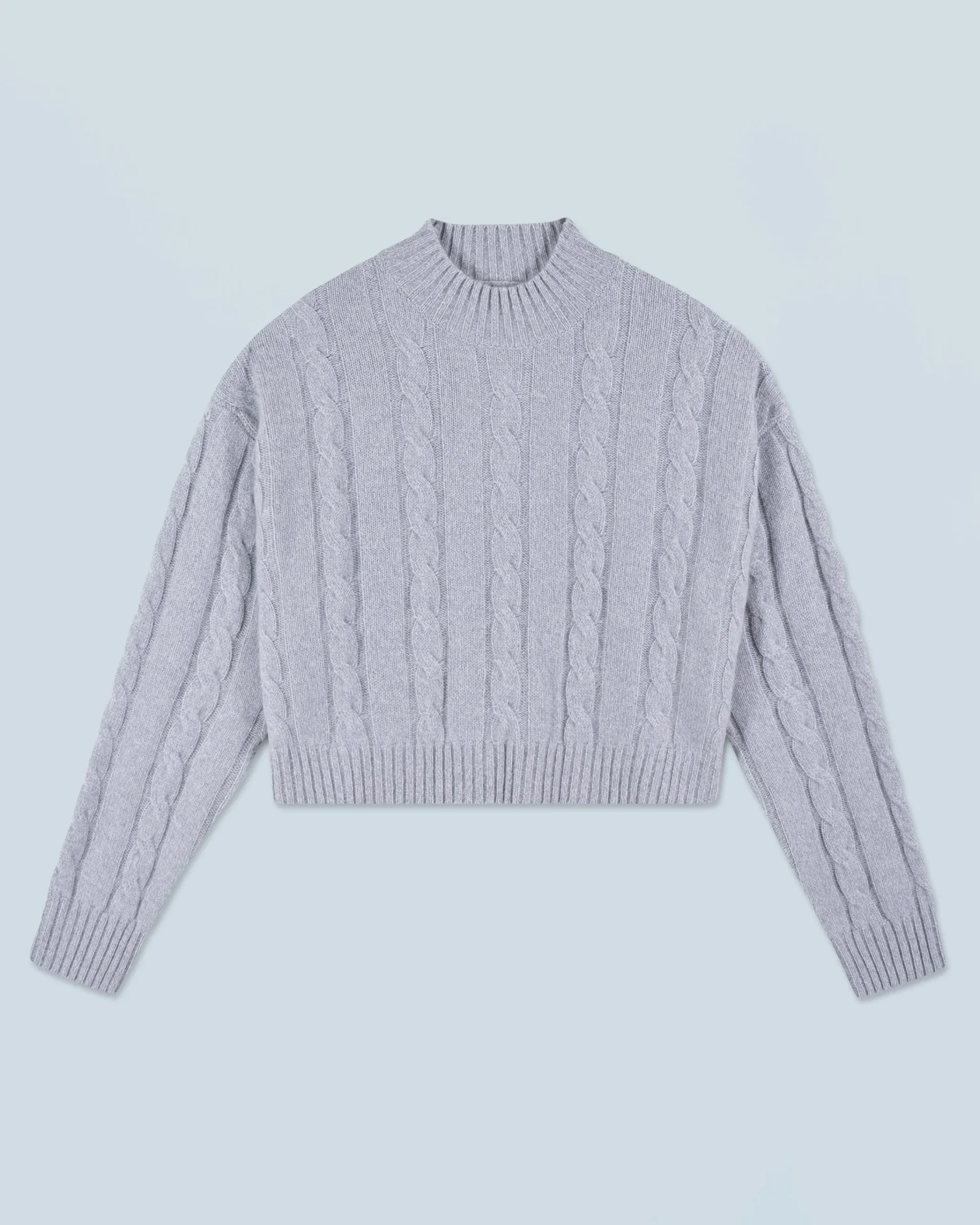 FROM FUTURE Maglione Collo alto Corto con Trecce GrayStone Hot