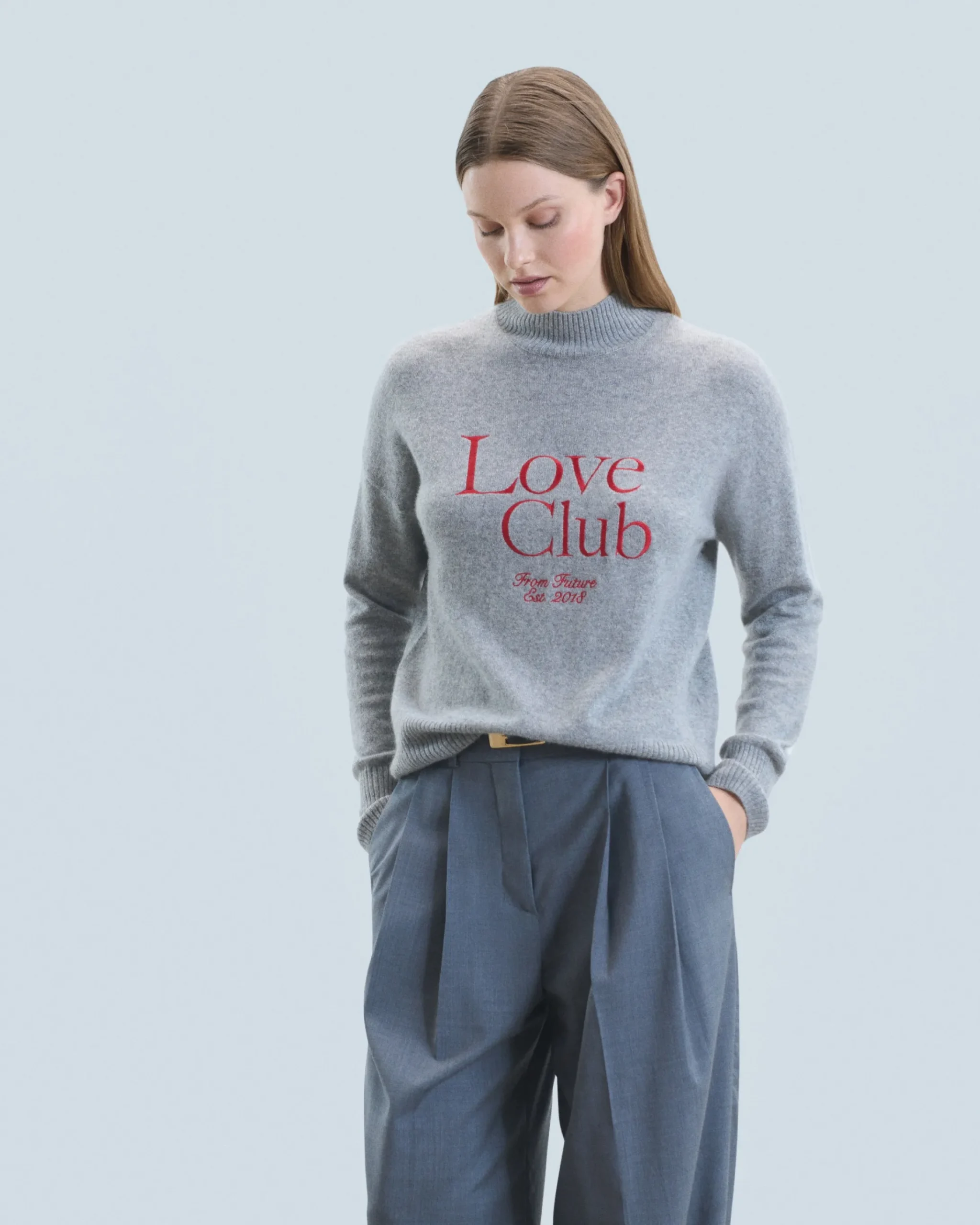 FROM FUTURE Maglione Collo alto Love Club Grigioericascuro Cheap