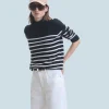 FROM FUTURE Maglione Collo alto Marinière con Bottoni Nero Sale