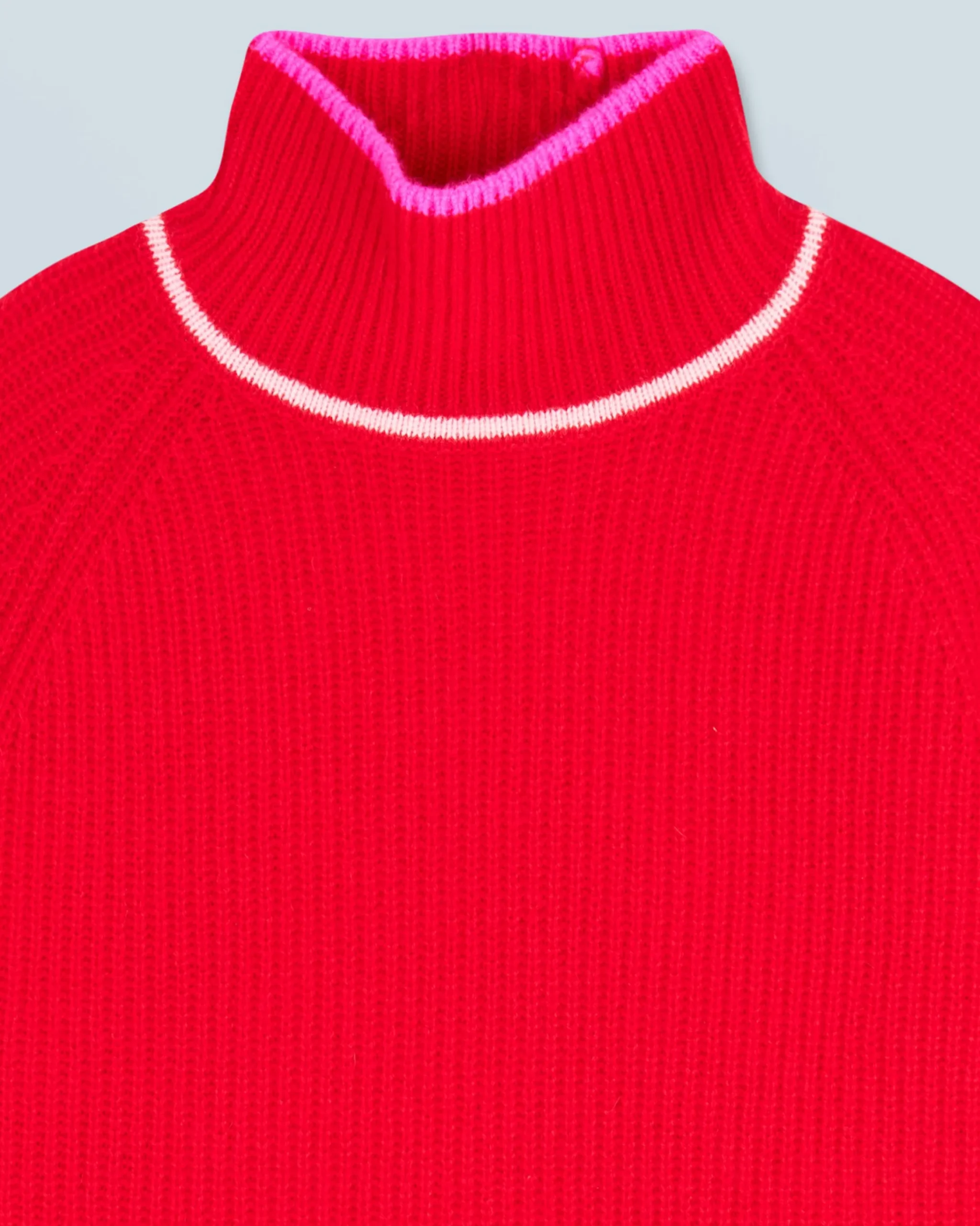 FROM FUTURE Maglione Collo alto Tricolore a Costa perlata BrightRed Cheap