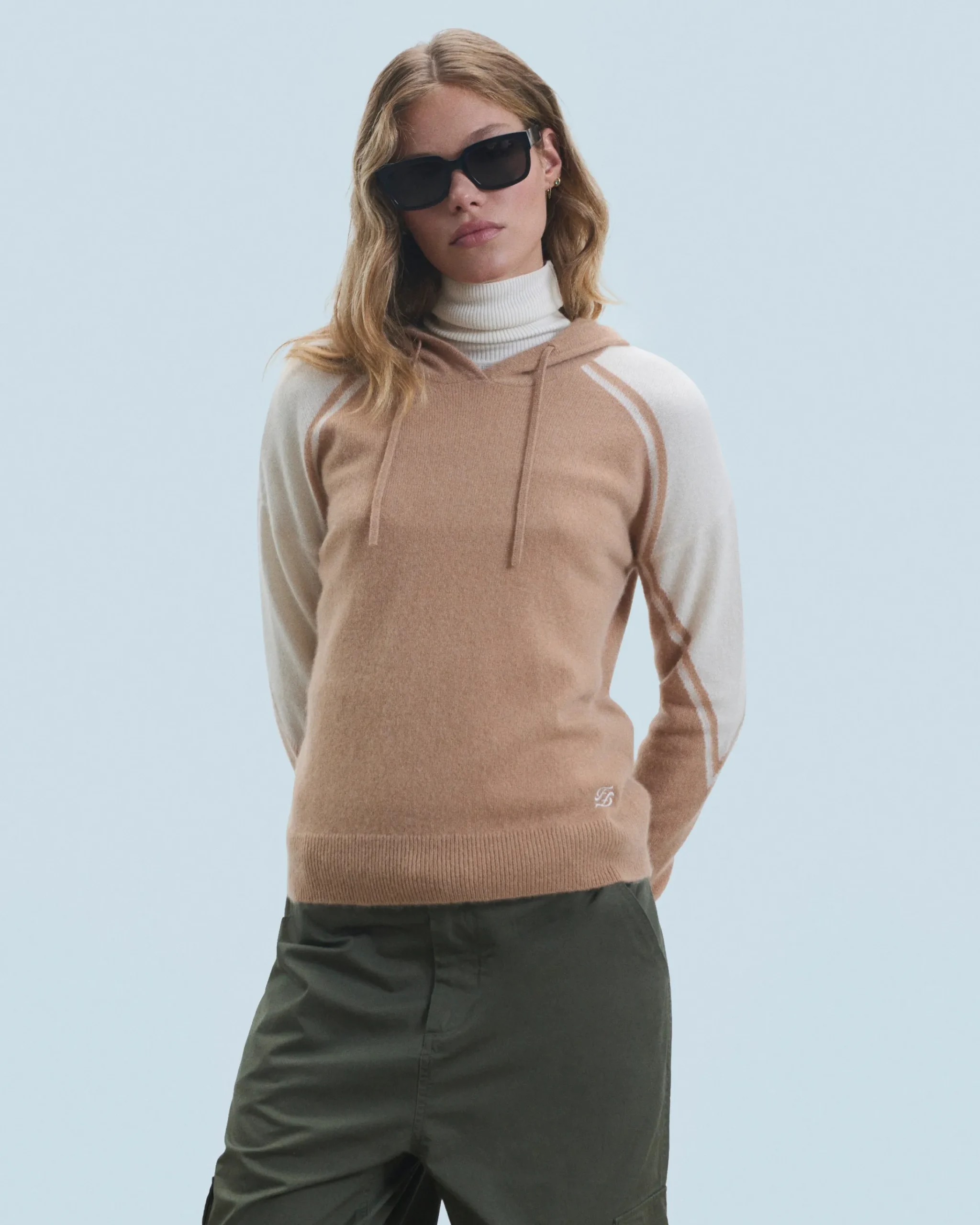 FROM FUTURE Maglione con Cappuccio Cammello Cheap