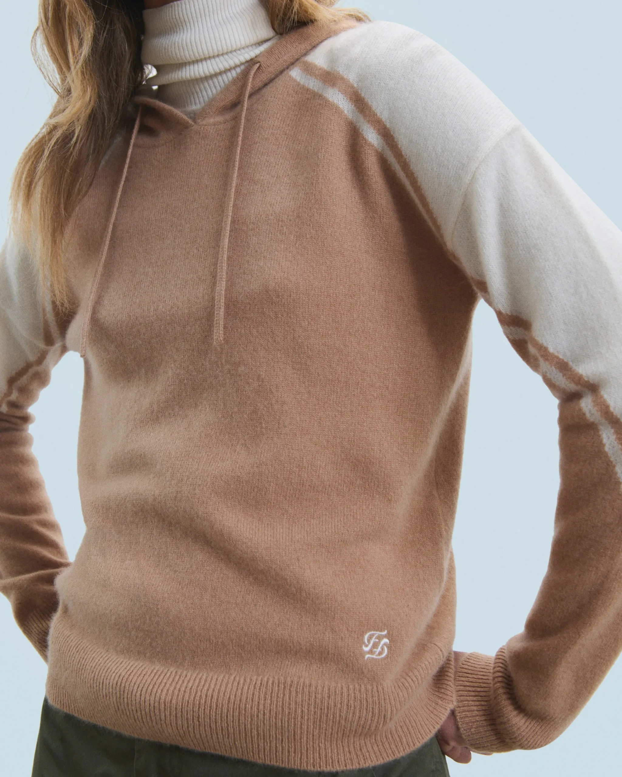 FROM FUTURE Maglione con Cappuccio Cammello Cheap