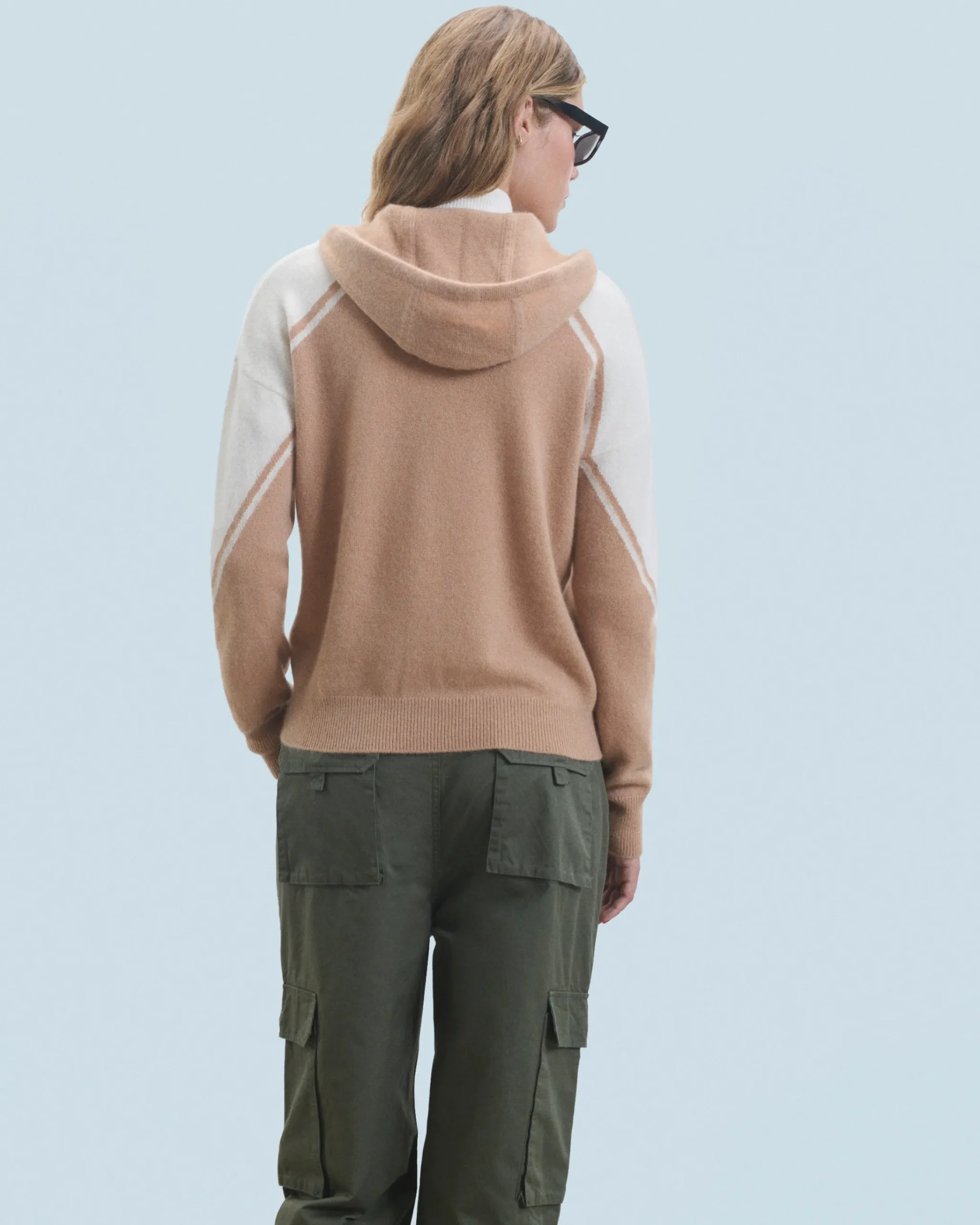 FROM FUTURE Maglione con Cappuccio Cammello Cheap