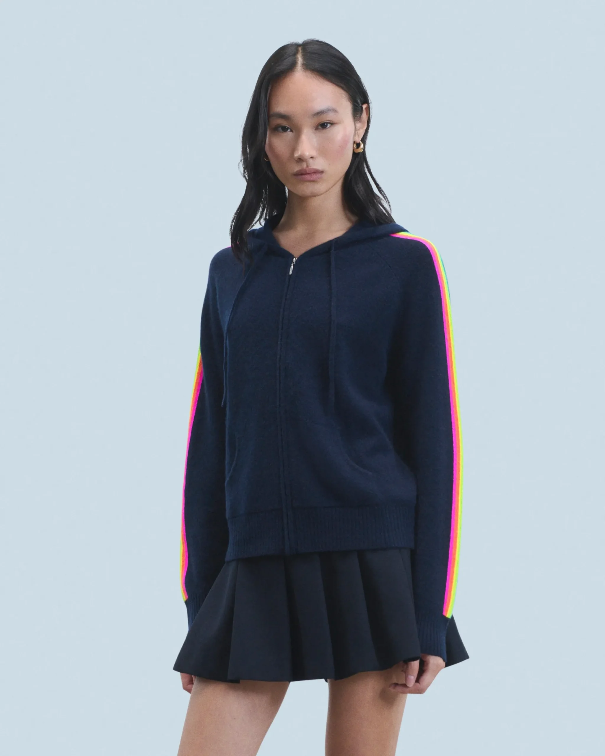 FROM FUTURE Maglione con Cappuccio Bande maniche Multicolori Leggero MarinaMilitare Discount