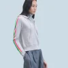 FROM FUTURE Maglione con Cappuccio Bande maniche Multicolori Leggero Grigioericachiaro Best