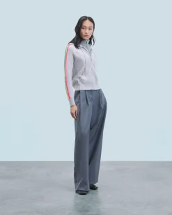 FROM FUTURE Maglione con Cappuccio Bande maniche Multicolori Leggero Grigioericachiaro Best