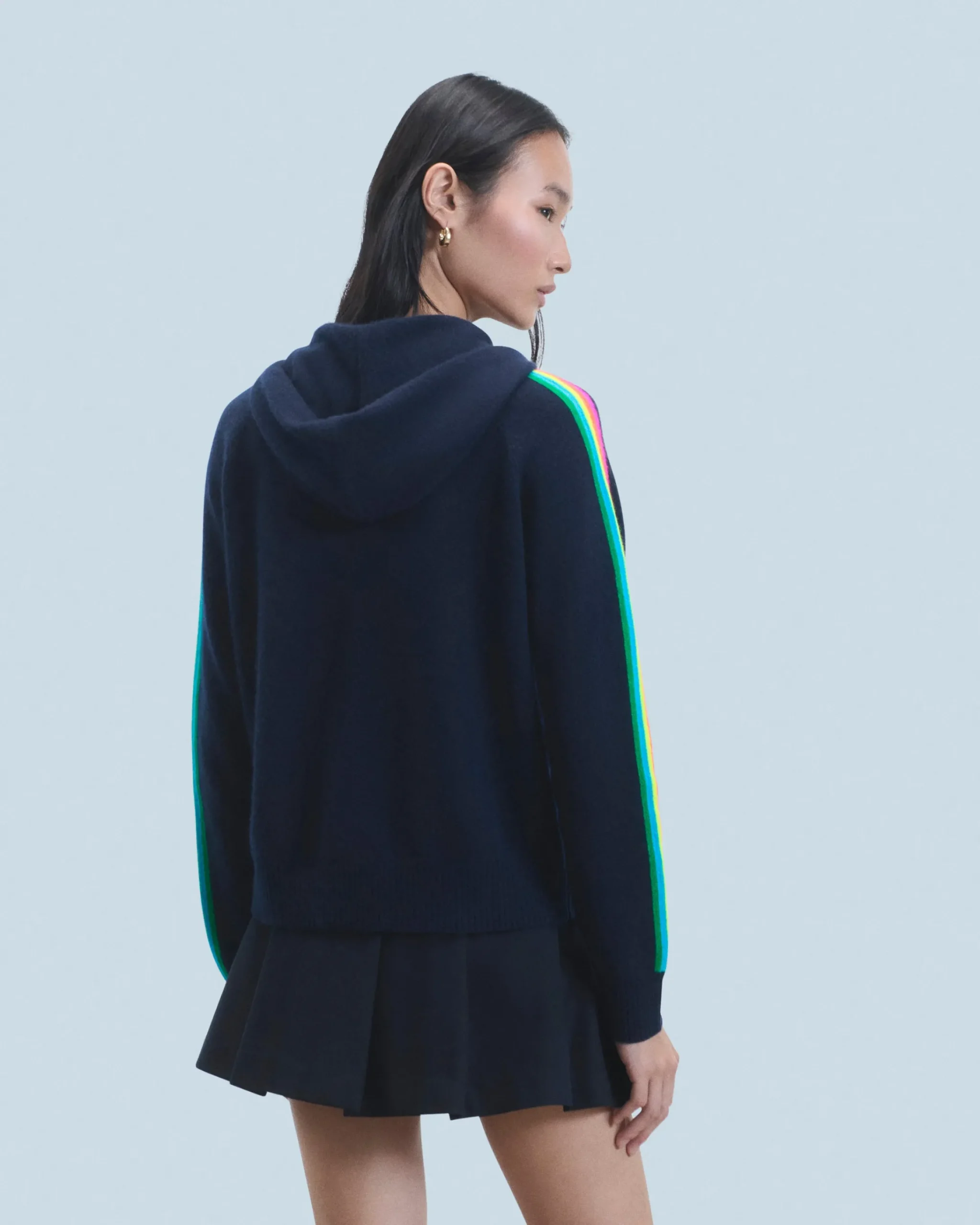 FROM FUTURE Maglione con Cappuccio Bande maniche Multicolori Leggero MarinaMilitare Discount