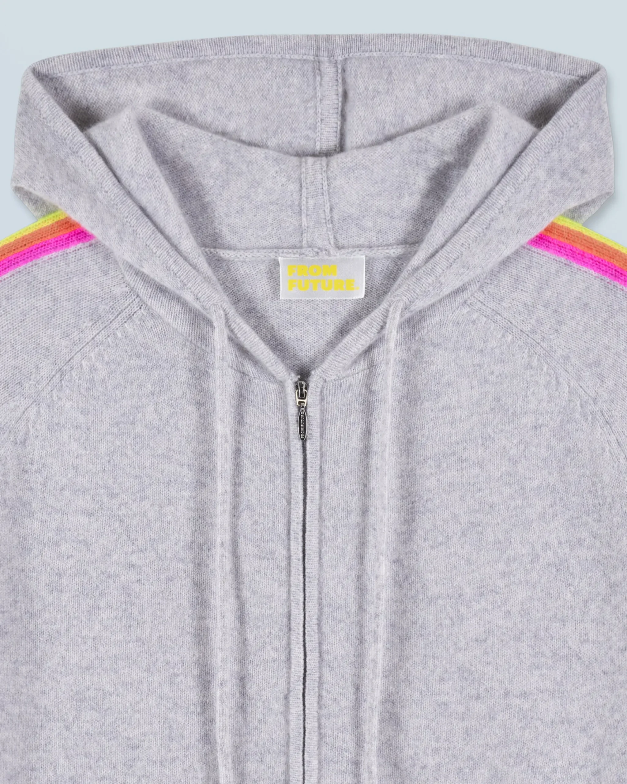 FROM FUTURE Maglione con Cappuccio Bande maniche Multicolori Leggero Grigioericachiaro Best