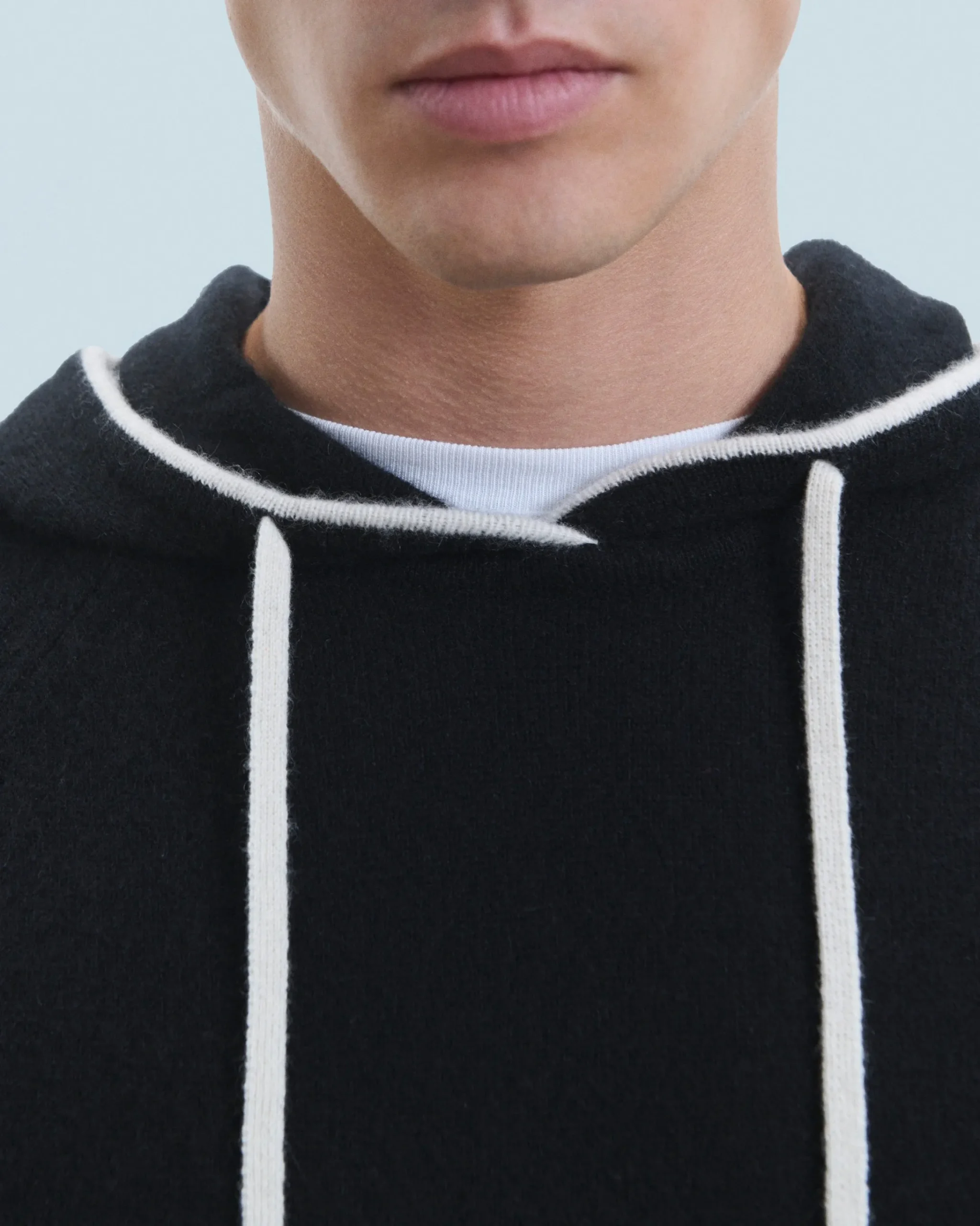 FROM FUTURE Maglione con Cappuccio Bordini a contrasto Leggero Nero Clearance