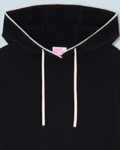 FROM FUTURE Maglione con Cappuccio Bordini a contrasto Leggero Nero Clearance