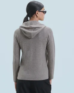 FROM FUTURE Maglione con Cappuccio e Zip Taupe Clearance