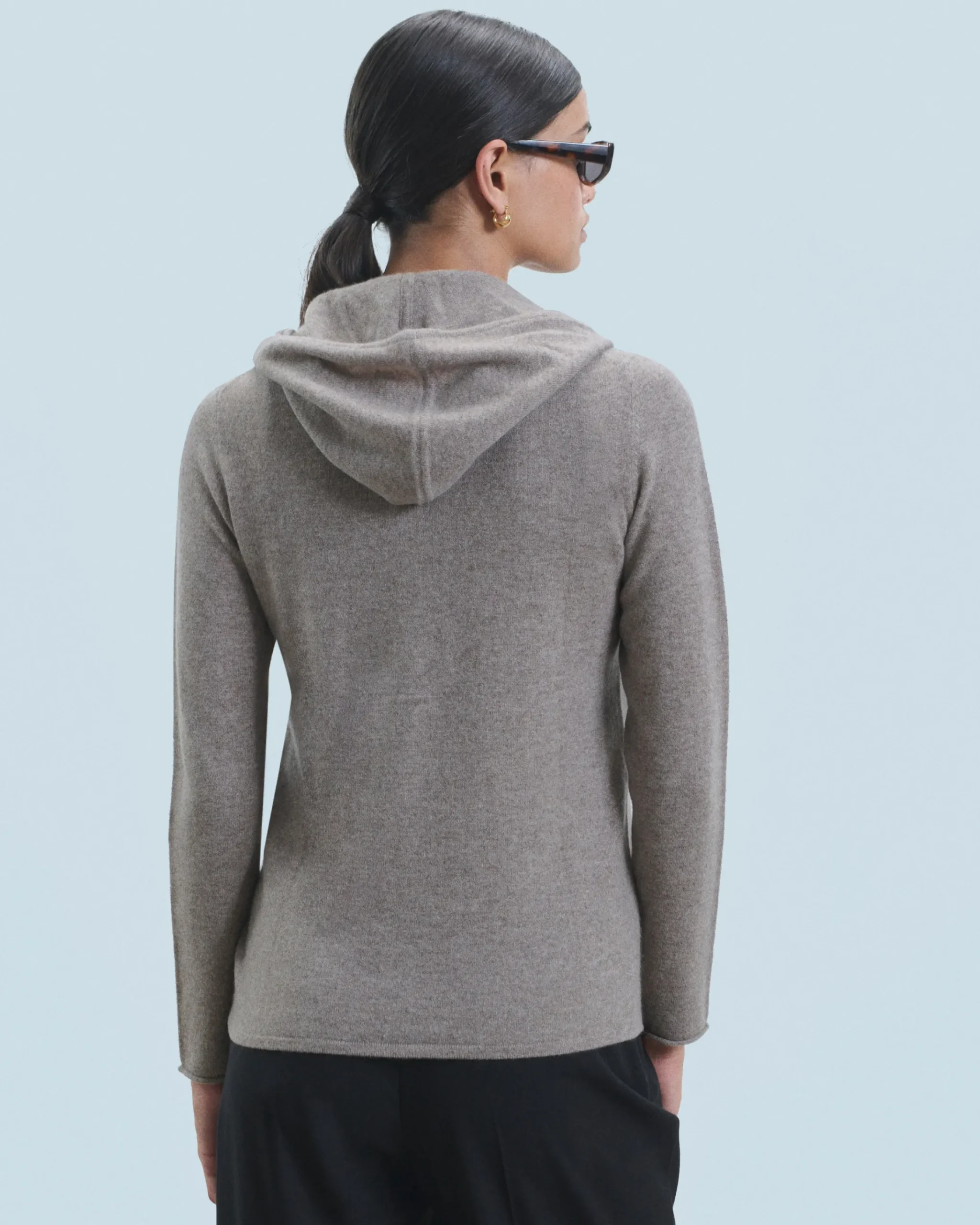 FROM FUTURE Maglione con Cappuccio e Zip Taupe Clearance