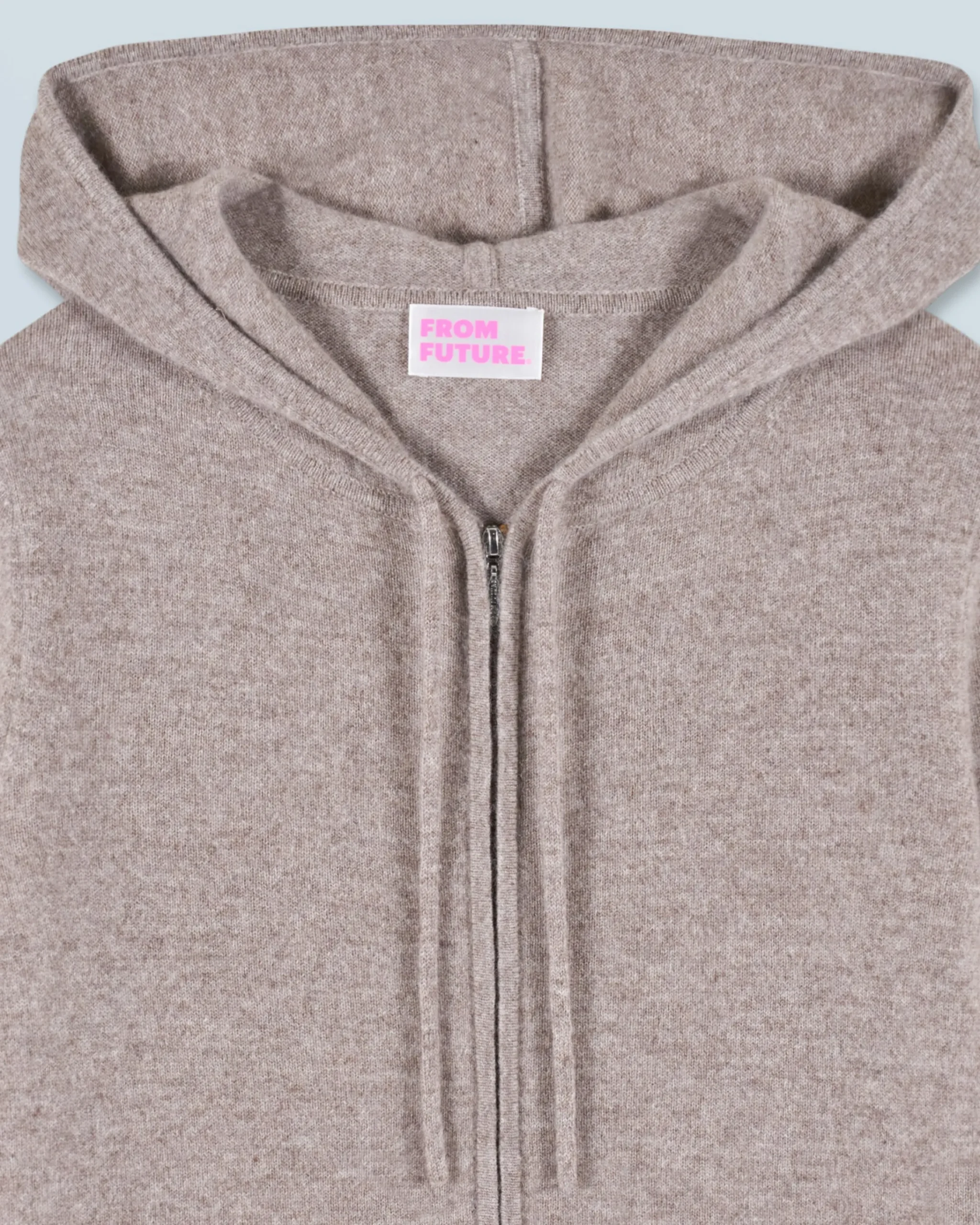 FROM FUTURE Maglione con Cappuccio e Zip Taupe Clearance