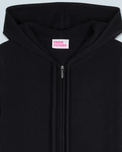 FROM FUTURE Maglione con Cappuccio e Zip Nero Discount