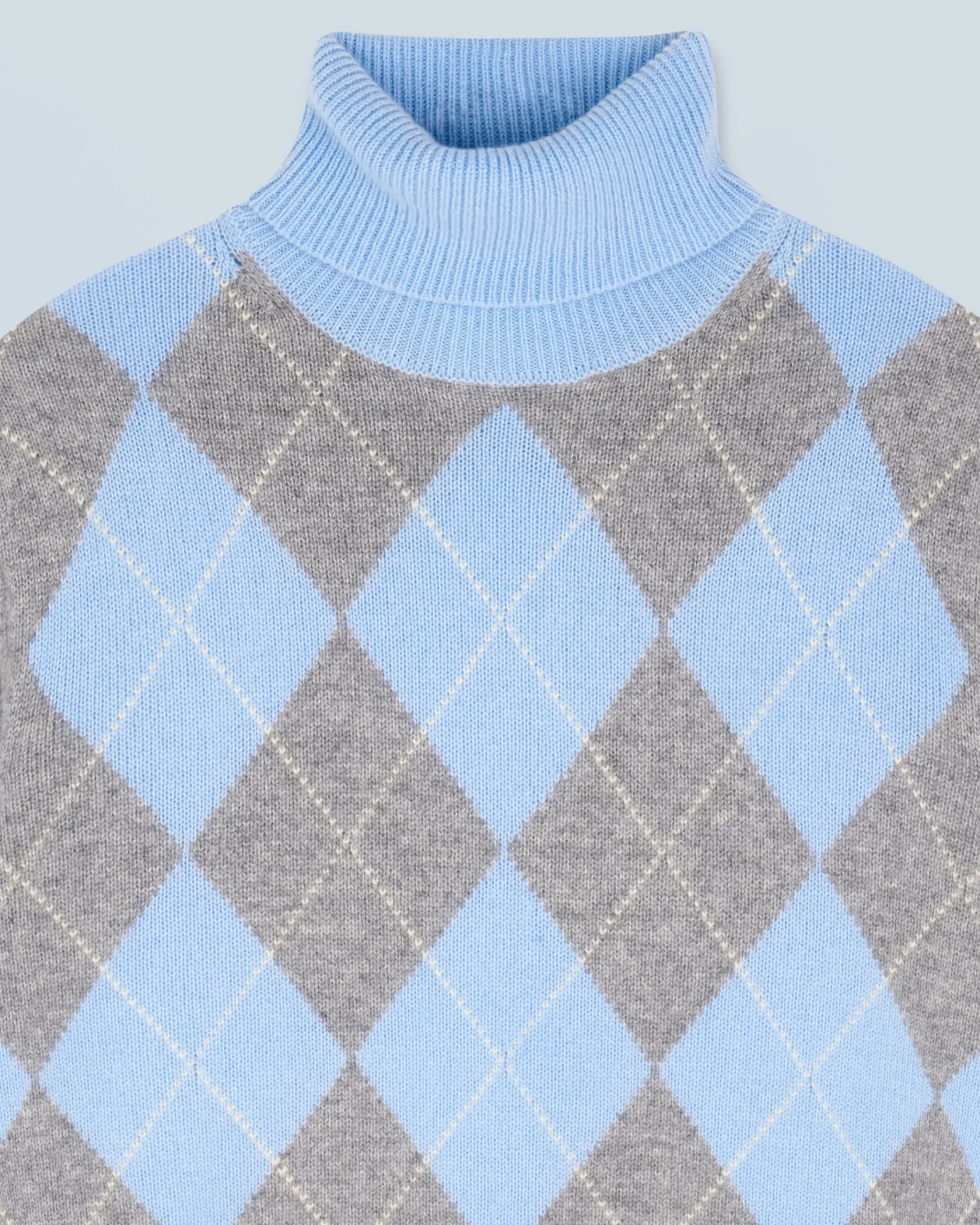 FROM FUTURE Maglione Dolcevita con Motivo losanghe BabyBlue Best