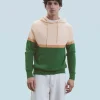 FROM FUTURE Maglione Felpa con cappuccio Color Block ForestGreen New