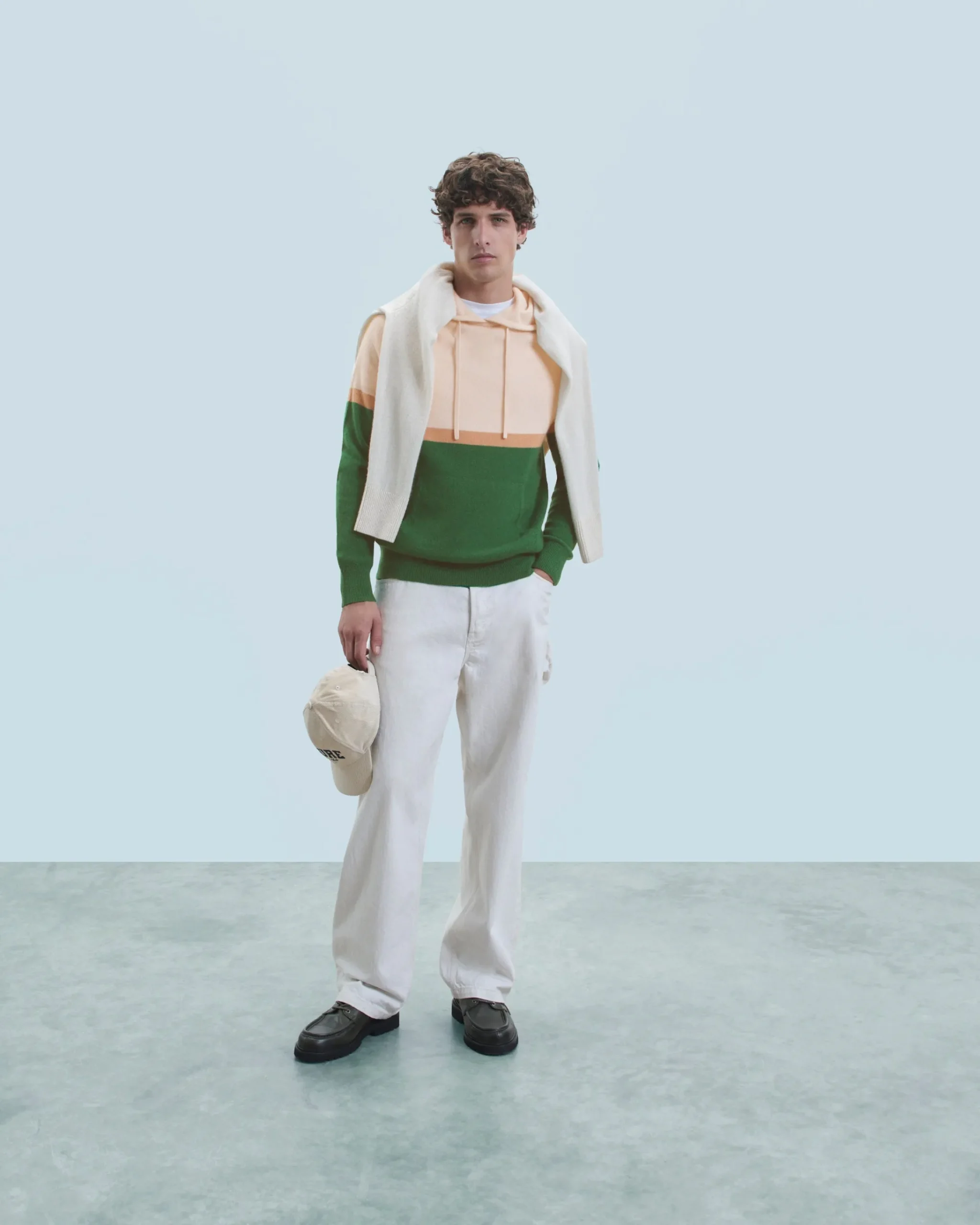 FROM FUTURE Maglione Felpa con cappuccio Color Block ForestGreen New