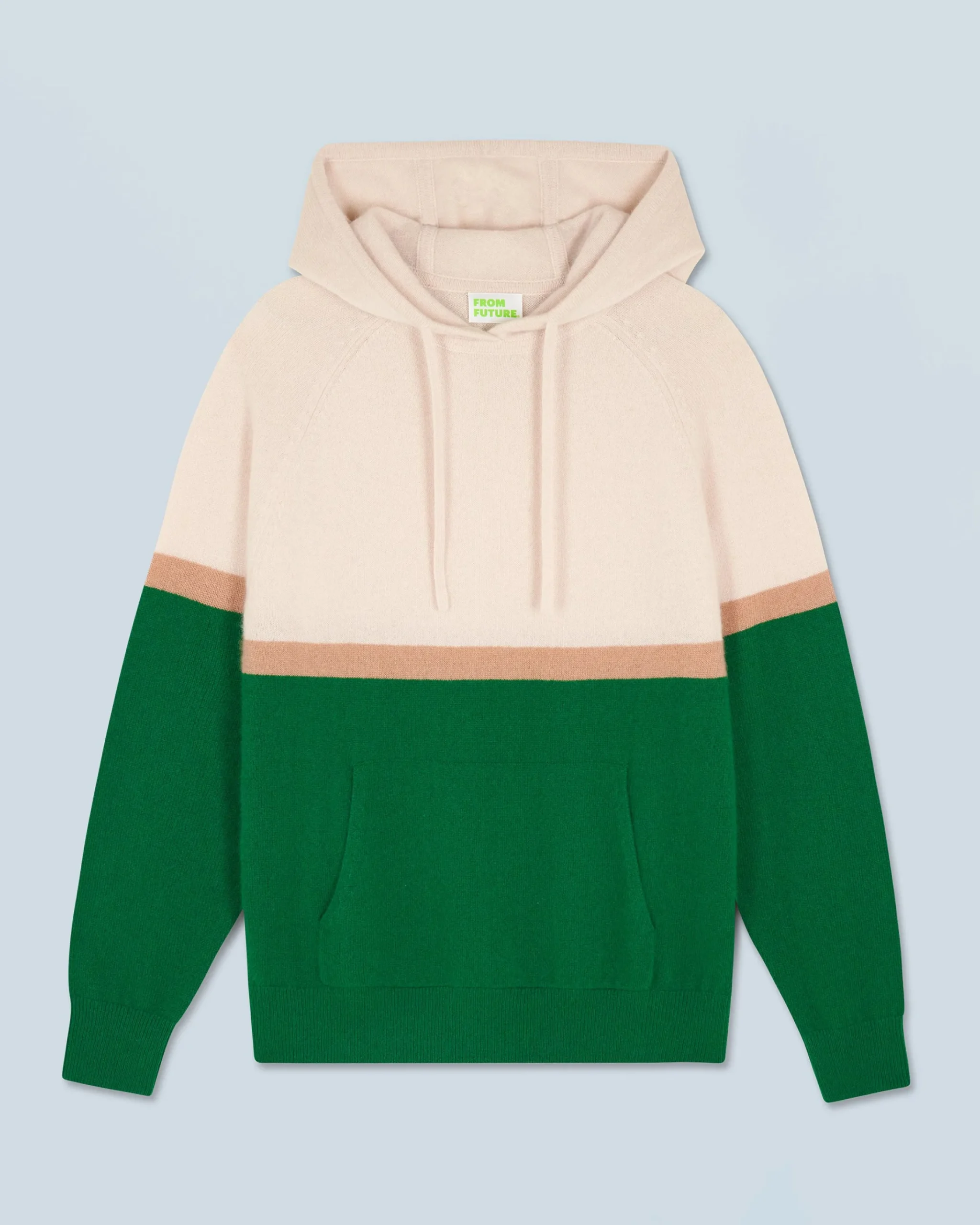 FROM FUTURE Maglione Felpa con cappuccio Color Block ForestGreen New