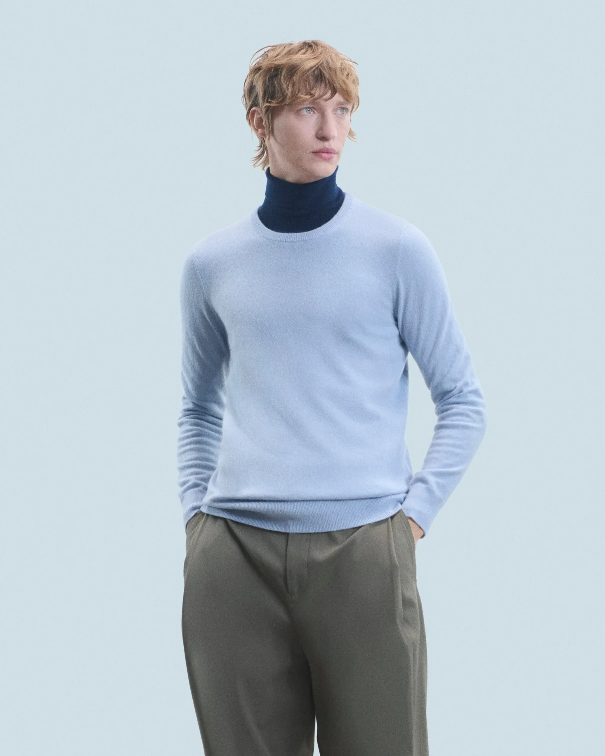 FROM FUTURE Maglione Girocollo Basic CloudBlue New