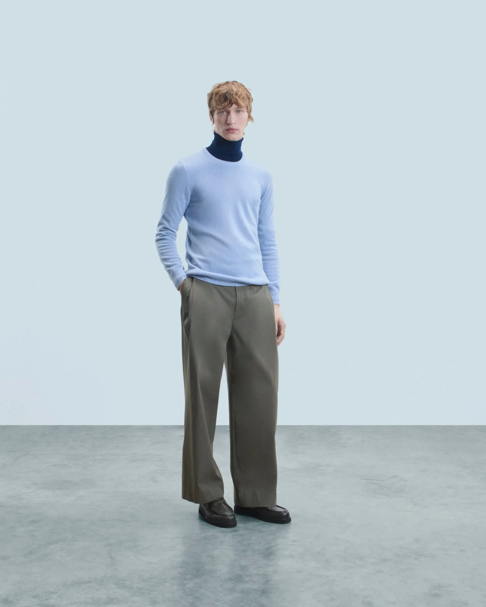 FROM FUTURE Maglione Girocollo Basic CloudBlue New