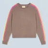 FROM FUTURE Maglione Girocollo Fasce per maniche Multico Taupe Discount