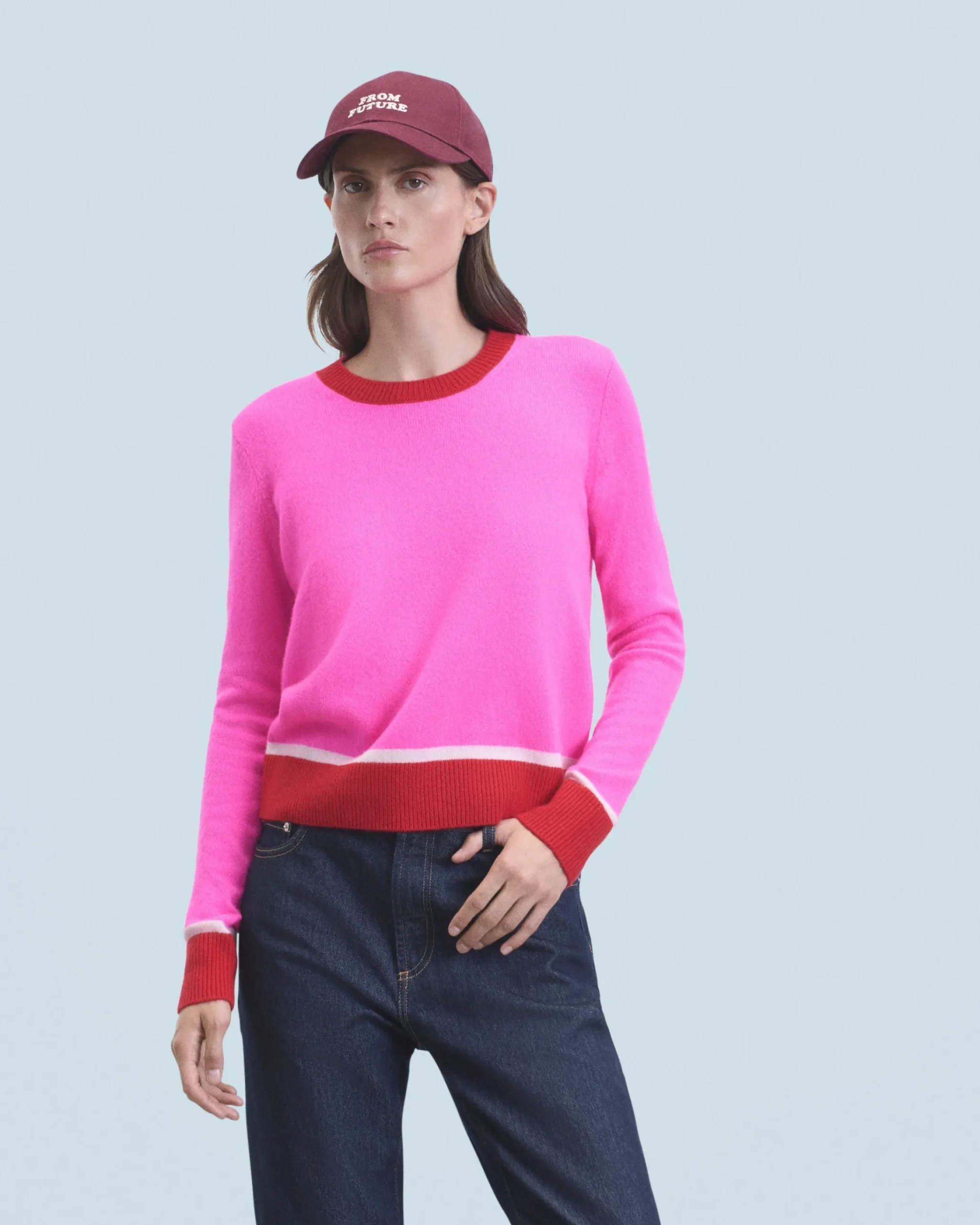 FROM FUTURE Maglione Girocollo Luce a contrasto bicolore UtopicPink Hot