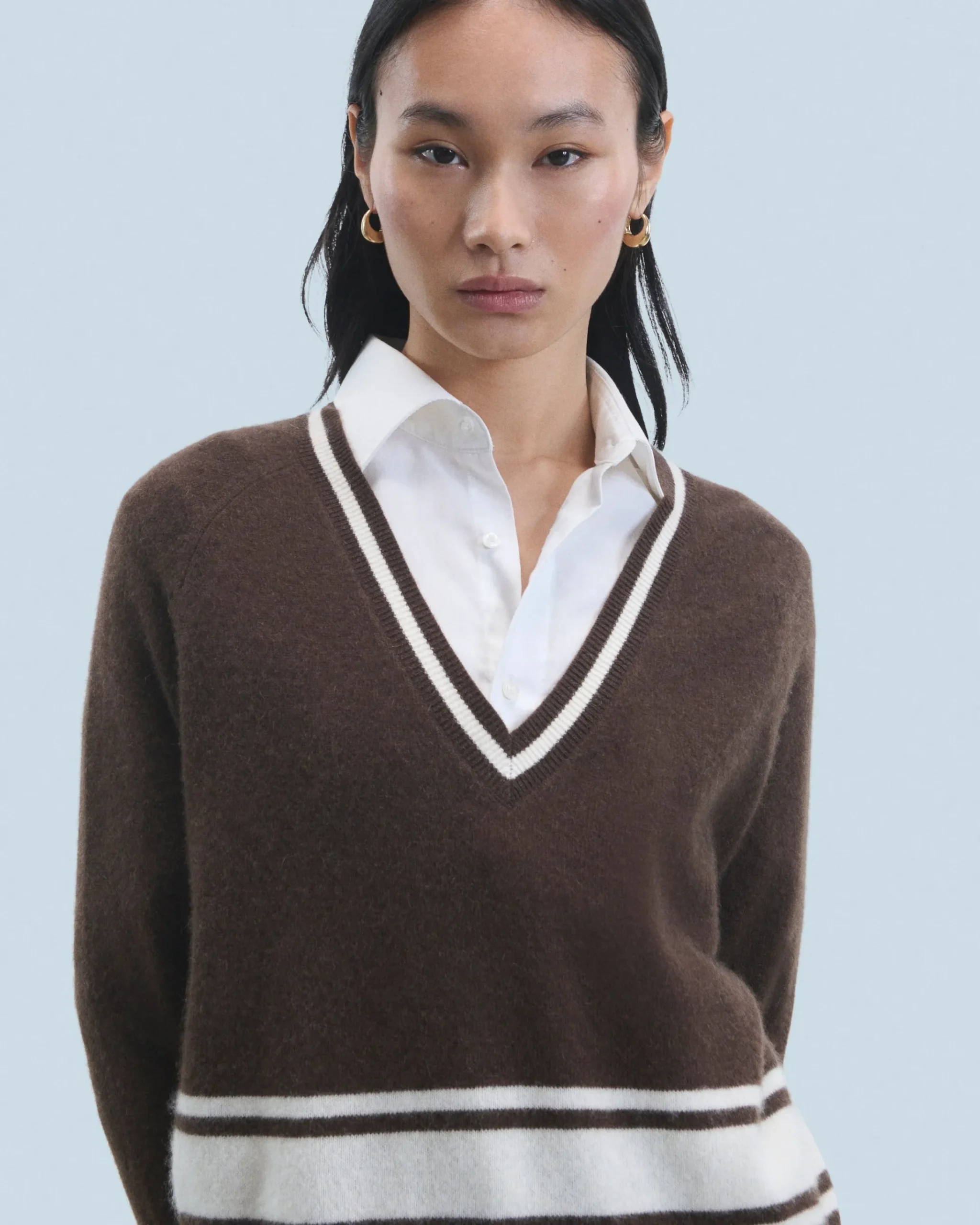 FROM FUTURE Maglione Scollo a V Cioccolato Flash Sale