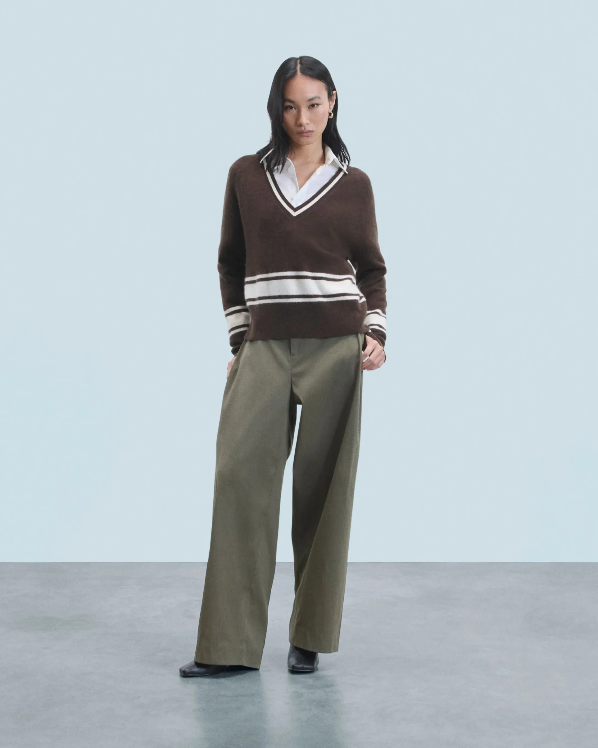 FROM FUTURE Maglione Scollo a V Cioccolato Flash Sale