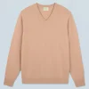 FROM FUTURE Maglione Scollo a V Basic Cammello Sale