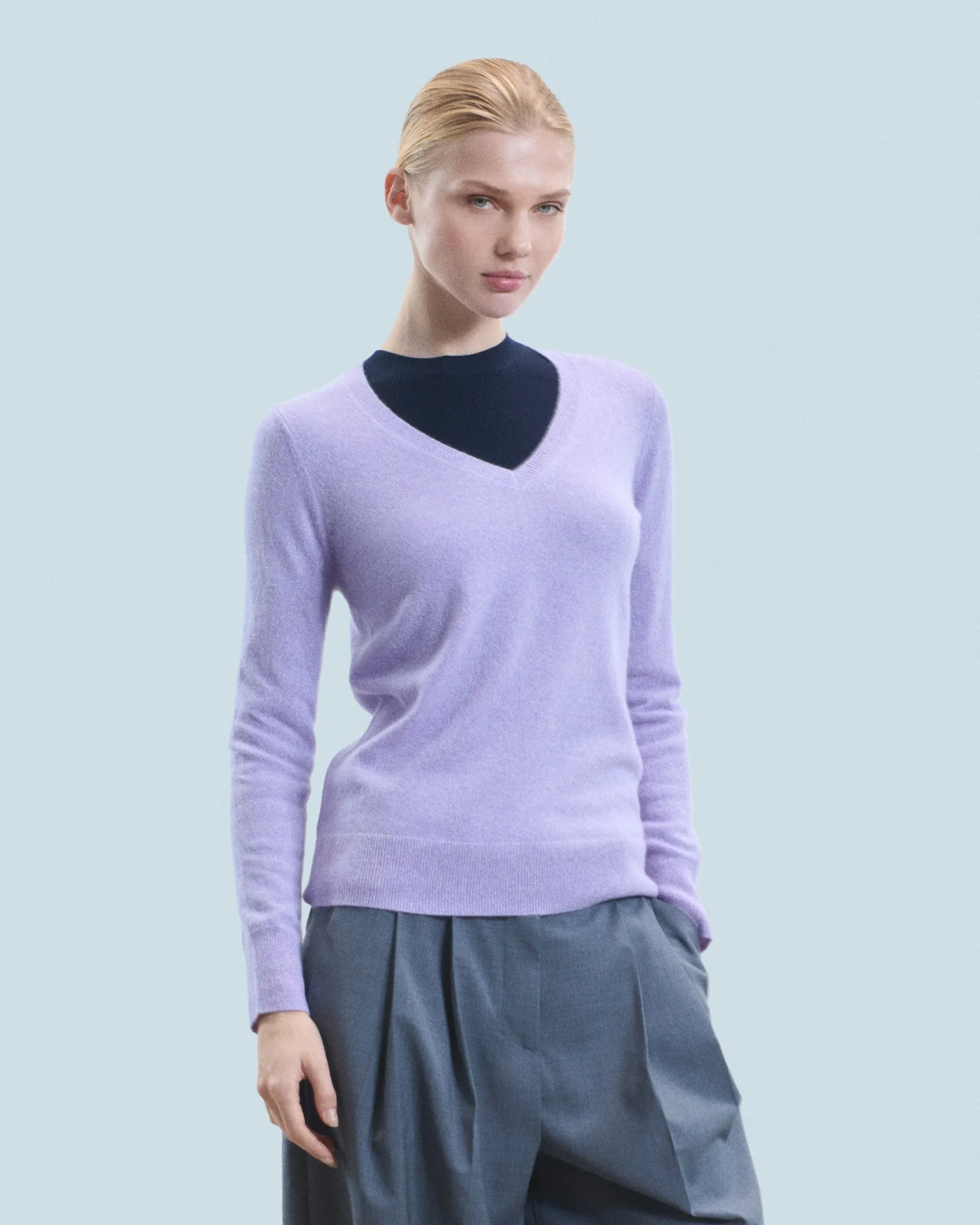 FROM FUTURE Maglione Scollo a V Basic Lilac Online