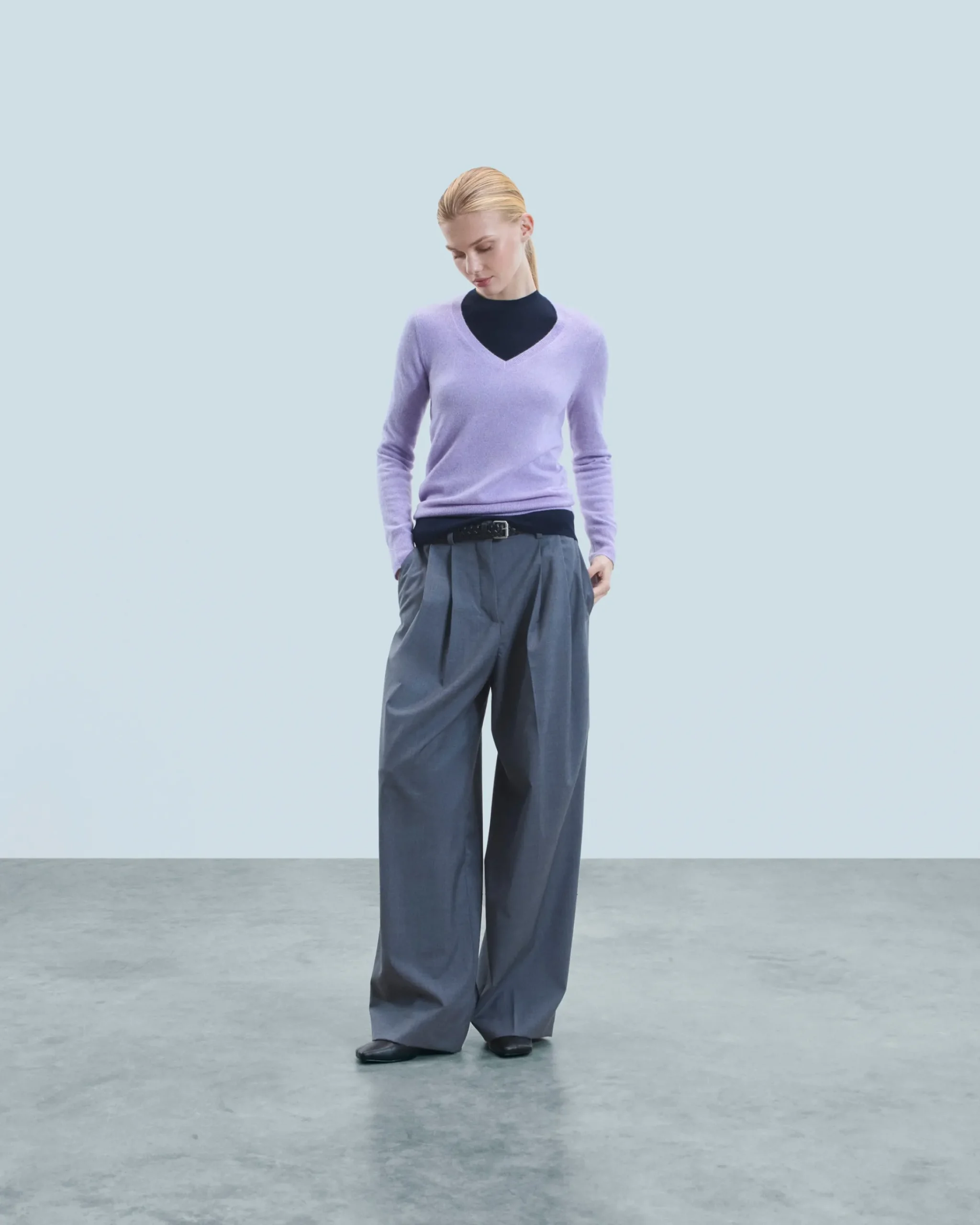 FROM FUTURE Maglione Scollo a V Basic Lilac Online