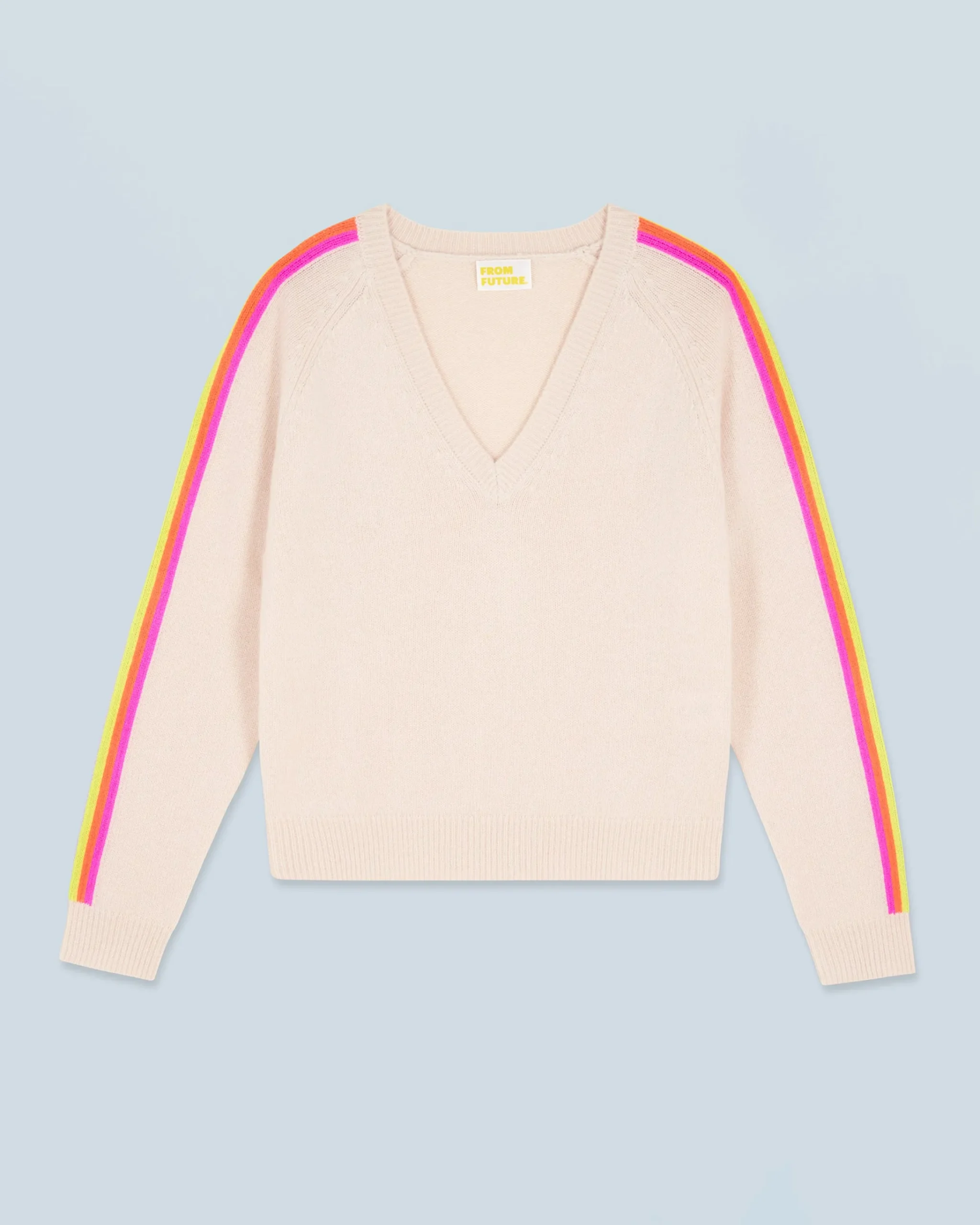 FROM FUTURE Maglione Scollo a V Maniche multicolori Sabbiadeldeserto Hot