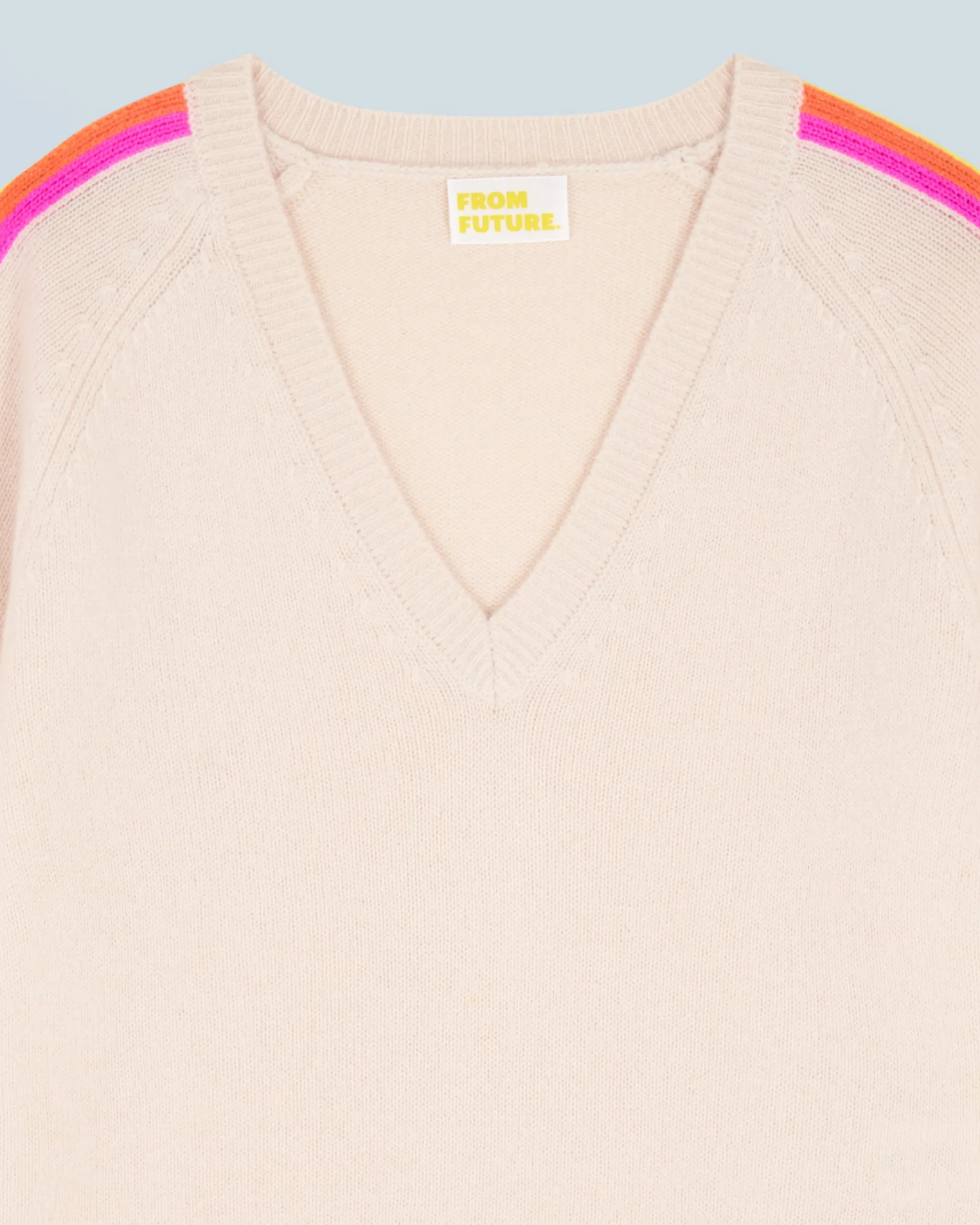 FROM FUTURE Maglione Scollo a V Maniche multicolori Sabbiadeldeserto Hot